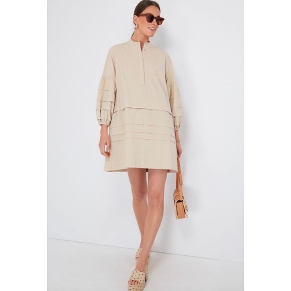 Tuckernuck Dresses & Skirts - Tuckernuck Pomander Place Chelsea Dress Tan Size XXL Puff Sleeve Mini